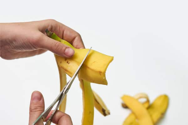 Cut the Banana Peels into Smaller Pieces