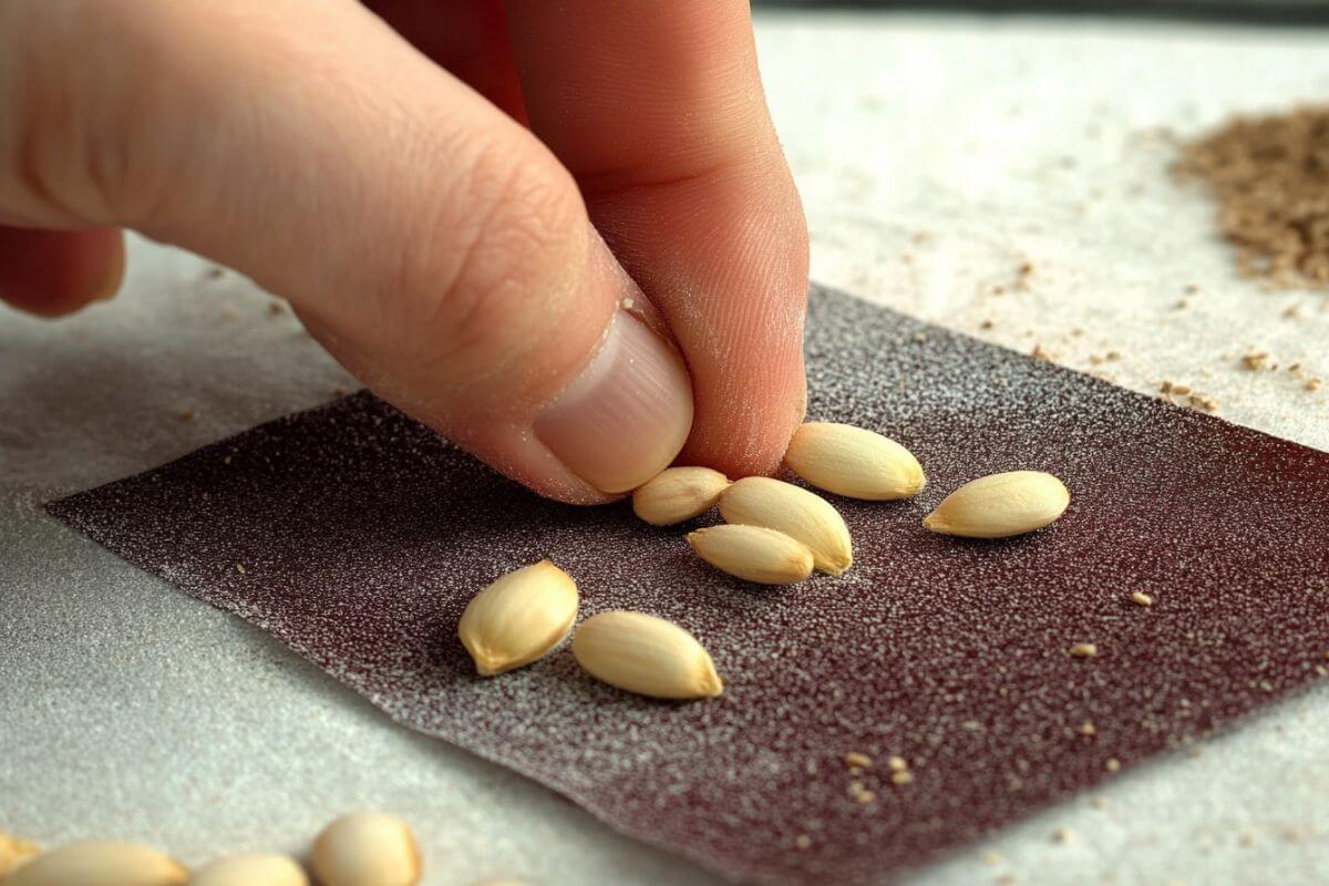 Bonsai seeds in the process of getting scarified