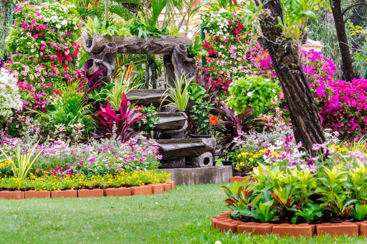 A vibrant garden with various colorful flowers in full bloom showcases why gardening is a good hobby.