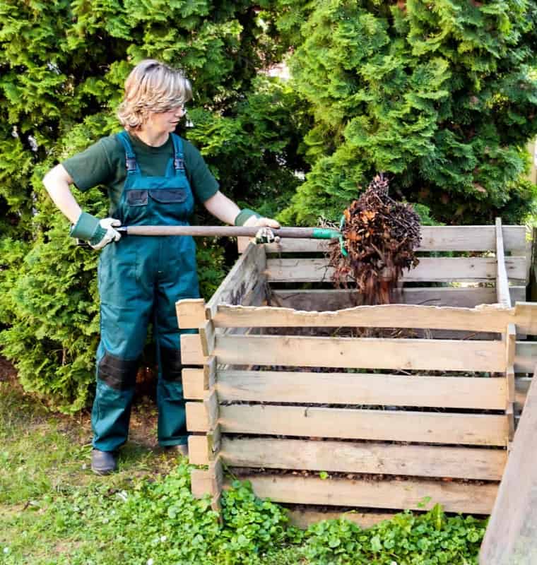 Turning and Mixing Outdoor Compost Pile