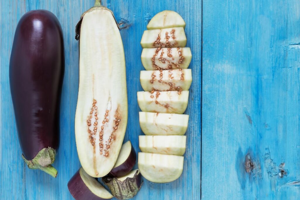 Inside of Eggplants Cut Open