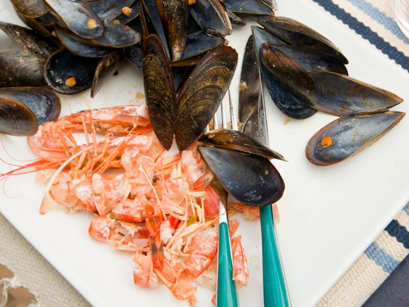 Bowl of Shrimp Shells and Mussel Shells